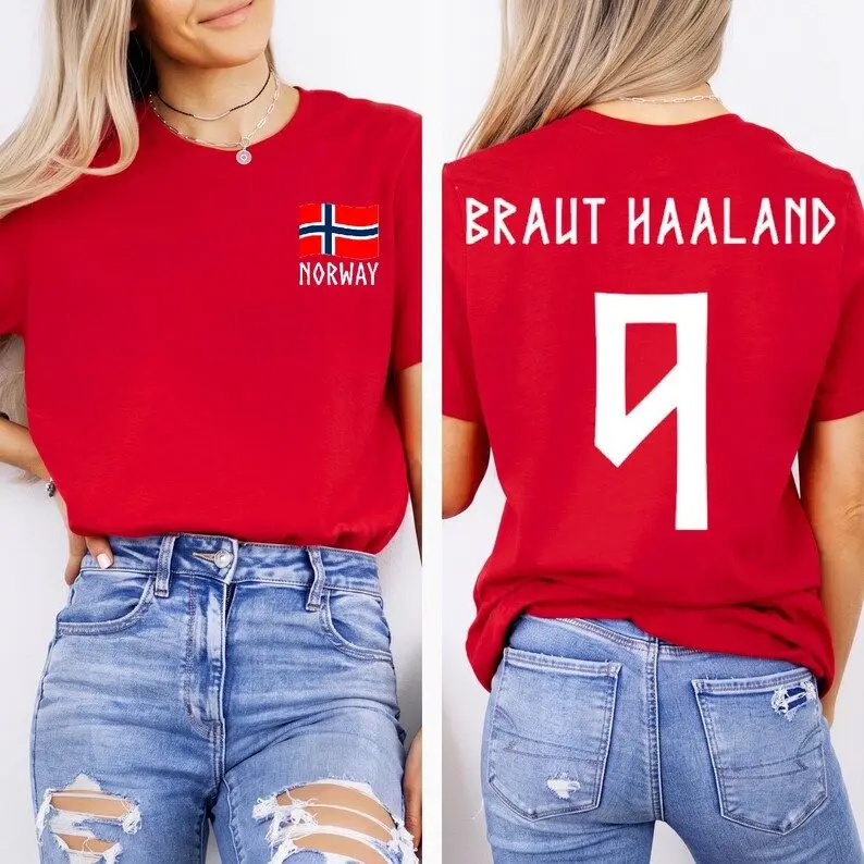Retro Haaland 9 Norway Soccer Unisex Tee,Erling Haaland Shirt,Norway Flag Game Day Shirt