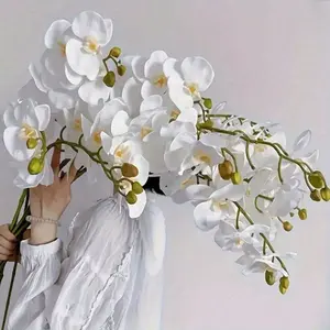 AnYa 3/6pcs- 38 Inch outdoor faux plant Artificial Phalaenopsis Flowers Branches Real Touch (Not Silk) Orchids Flowers for Home Office Wedding Decoration, Christmas and New Year