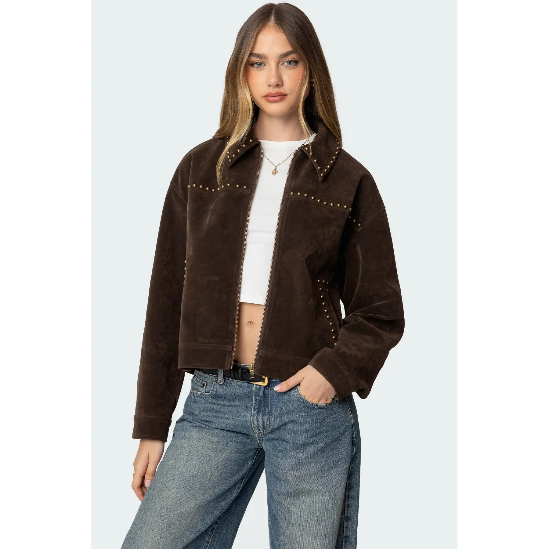 Memphis Studded Faux Suede Jacket Memphis Studded Faux Suede Jacket