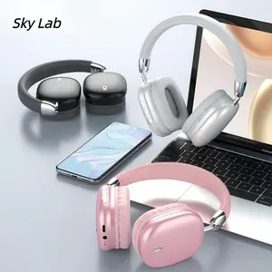 Sky Lab Wireless Bluetooth headphones with high-resolution audio, foldable and lightweight design, deep bass, long-lasting earphones, immersive bass, USB-C charging port, HiFi stereo, for work, gaming, sports.