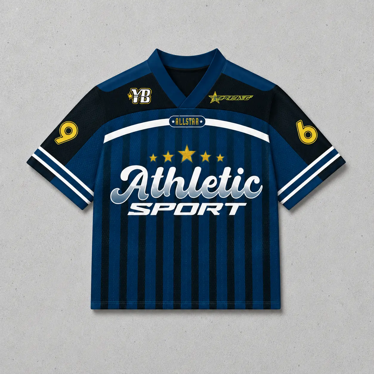 Custom Name Athletic Football Jersey – Personalized Blue Mesh Streetwear Jersey