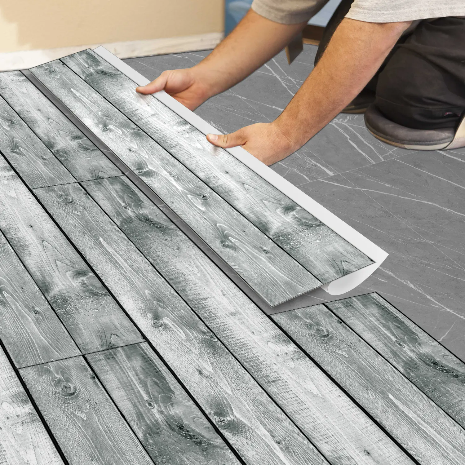 Self-adhesive pvc floor tiles, American natural wood grain appearance, waterproof and stain resistant, suitable for bathroom, kitchen, living room, bedroom, home renovation, Wood Grain Pattern, 36 inches x 6 inches
