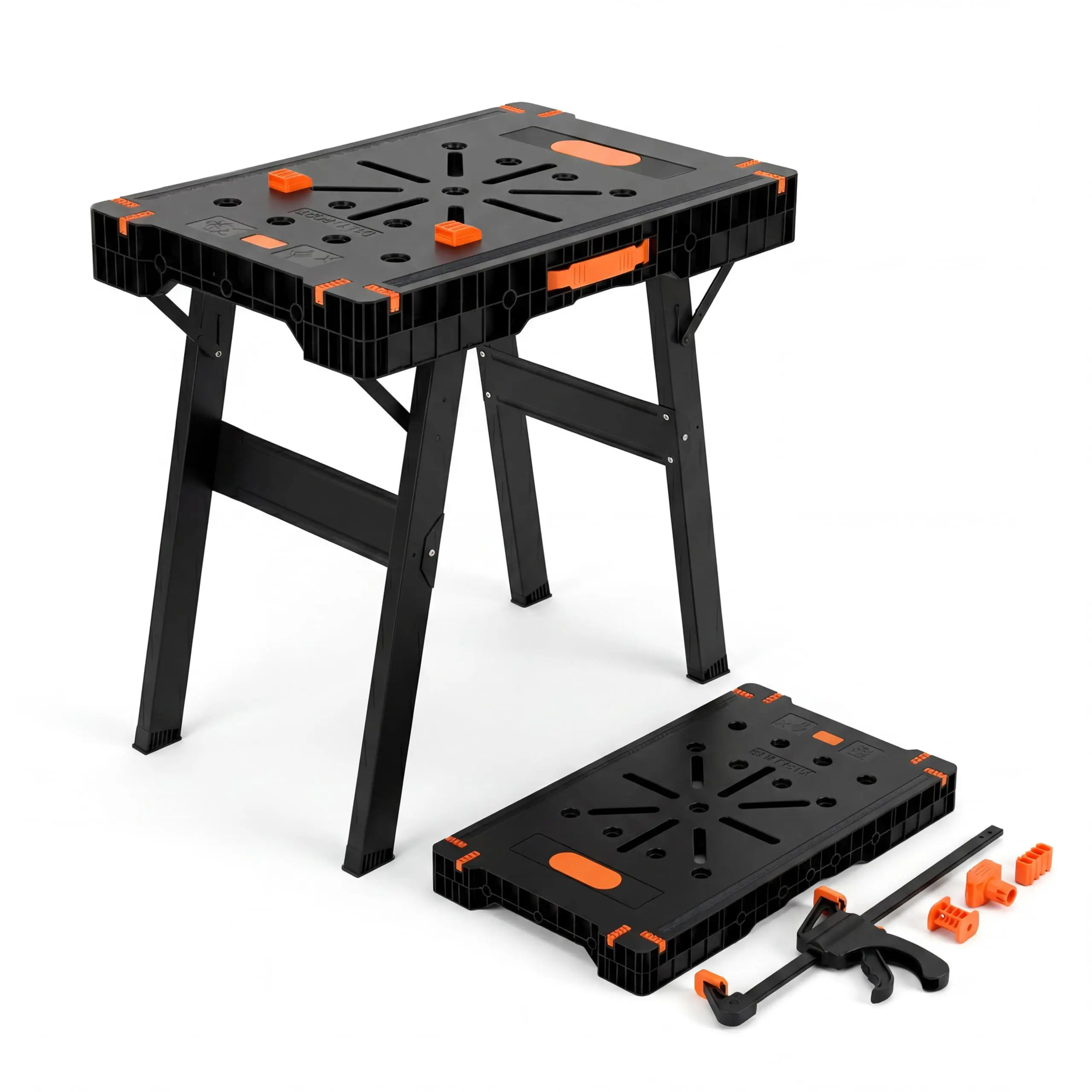 Gaomon Foldable 2-in-1 Rectangular Indoor Furniture Workbench & Sawhorse, Portable Work Table with 300lbs Capacity, 1000lbs Heavy-Duty Support Stand, 35" Large Surface for Shop Garage