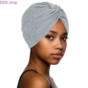 Female Front-Twist Turban Hat - High-Stretch Soft Plain Head Wrap, Breathable Comfortable Stylish Versatile Cap for Postpartum & Casual Outdoor Daily Wear
