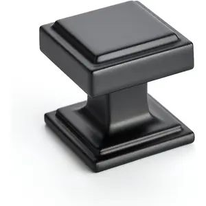 30 Pack Matte Black Square Kitchen Cabinet Knobs, Zinc Solid Drawer Pulls, Farmouse Cabinet Handles for Cupboard, Dresser, Closet and Bathroom, Modern Cabinet Hardware