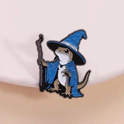 Cute Lizard Wizard Design Brooch, Lapel Brooch, Durable Metal Pins, Cartoon Brooch for Women & Men, Enamel Pin Suitable for Backpacks, Jeans, Scarves, Hats Decoration, Trendy All-match & Exquisite Brooch for Birthday Gift, Fashion Accessory