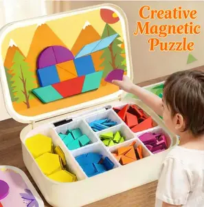 Creative Magnetic Puzzle, Geometric Shape Jigsaw Puzzle Toys, Educational Building Block Puzzle, Shaped Cognition & Fine Motor Skills Training, Perfect Birthday Halloween Christmas Gifts for Boys Girls