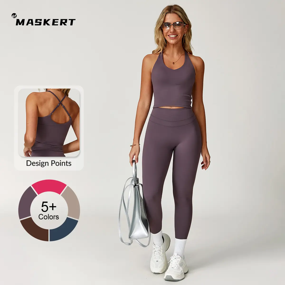 MASKERT Women's Two Piece Set Sports Tank Top & High Stretch Tight Leggings Tummy Control Workout Daily Wear Running Outfits summerwins Athleisure Gym Clothes Fitness Yoga Set tiktokshopbacktoschool