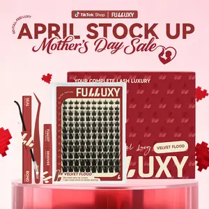Fulluxy Velvet Flood | Signature Spike Lashes No Stacking Needed Fluffy, Long-Lasting & Easy DIY | Complete Set with Glue Remover & Tweezer for Beginners | One Layer = Bold, Luxe Volume