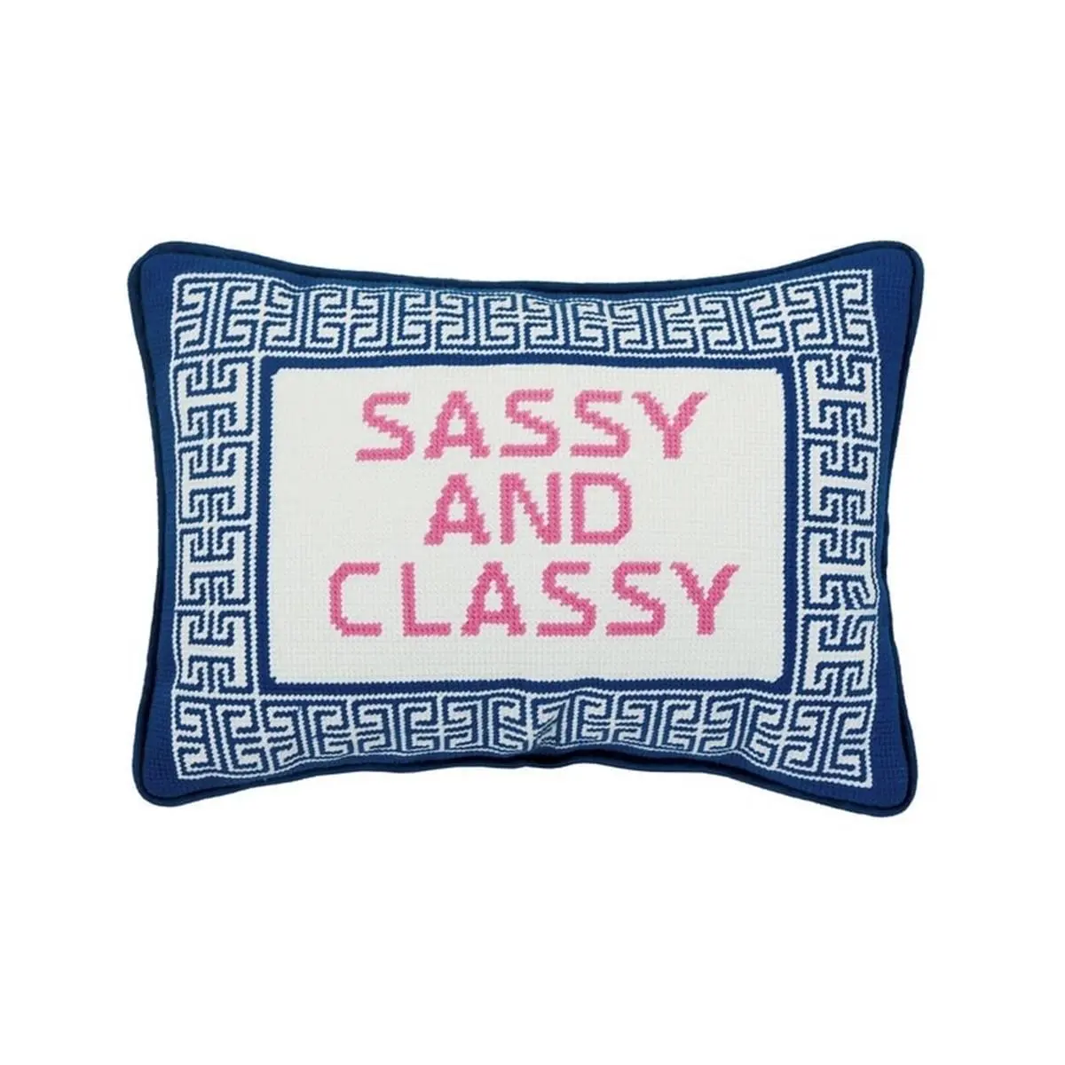 212 MAIN 10x14 in. Sassy & Classy Embroidered Needlepoint Art Pillow, Blown Filler, Polyester Blend, Multi-Color, Classic Size, Embroidered Detailing