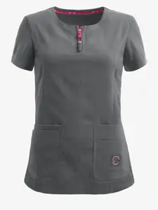 koi Lite Serenity Women's 4-Pocket Double Zipper Scrub Top