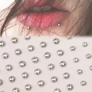Waterproof Self-Adhesive Fake Piercing Stickers Set, 1 Sheet/180 Pieces, Suitable for Lips, Eyebrows, Nose Wings, Navel, Temporary Body Jewelry