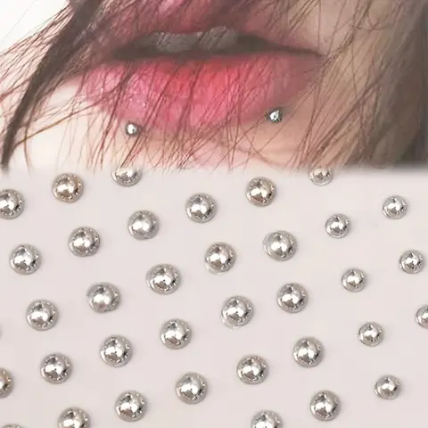 Waterproof Self‑Adhesive Fake Piercing Stickers Set, 1 Sheet/180 Pieces, Large Quantity, Suitable for Lips, Eyebrows, Nose Wings, Navel, Temporary Body Jewelry
