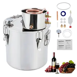 [FLASH SALE] Garvee 3Gal(2 Pots) Alcohol Distiller, Stainless Steel Kit with Copper Tube for Home Brewing Whisky, Wine, Brandy