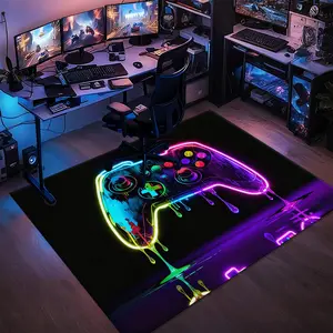 Neon Gamepad: Glow in the Dark Gaming Experience,matrix e-sports themed rectangular velvet rug,artistic&stylish,HD print,double-locked edges.Machine/hand washable,non-slip,easy-care,multi-scene for home&game rooms.