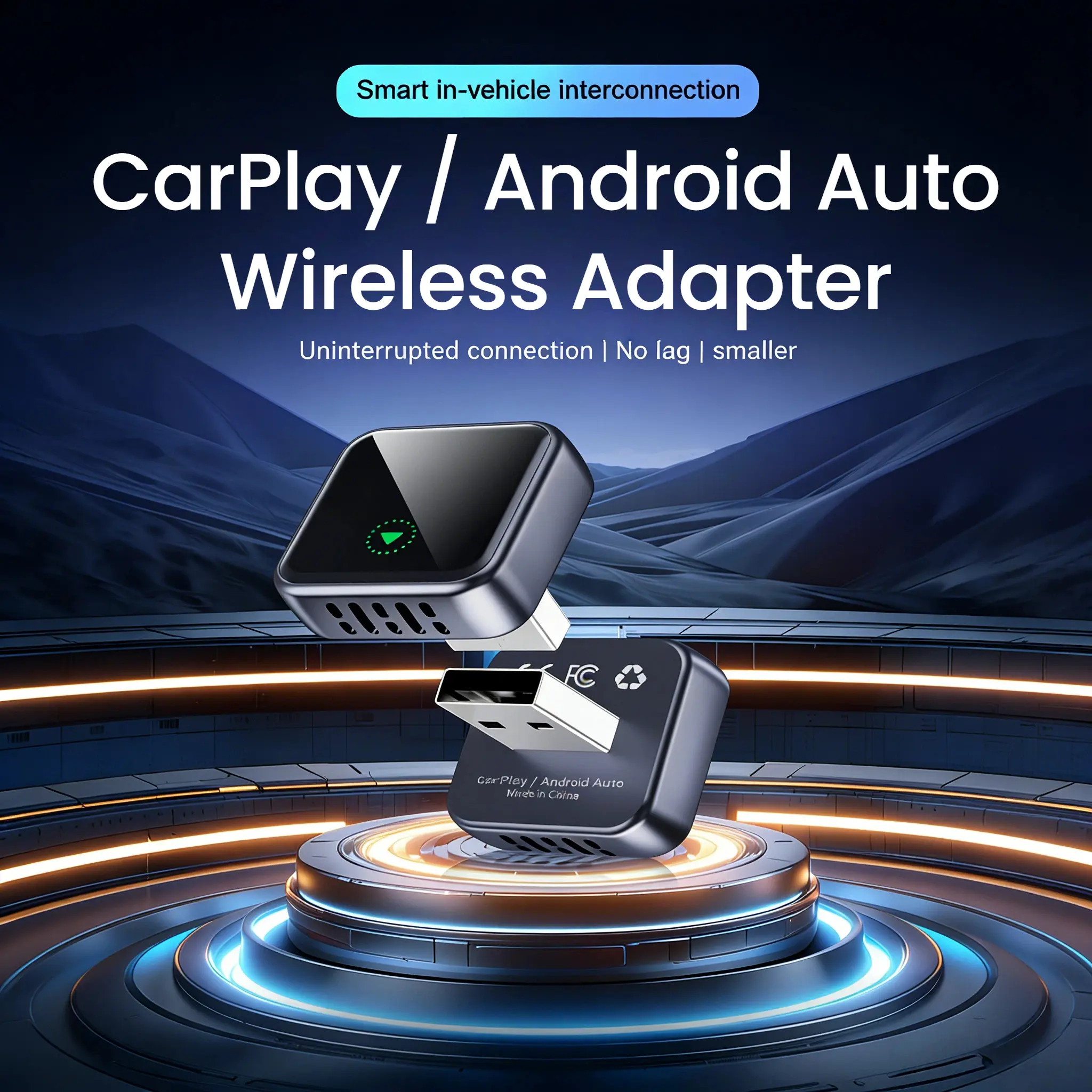 2026 Latest 4-in-1 Wireless CarPlay Adapter - Plug & Play, iPhone+Android Use, Switch Wired/Wire for OEM Screen Cars, SUVs, Trucks