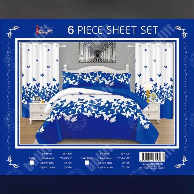 Ruvanti 100% Cotton Percale 6 Pcs Sheet Set – Ultra Soft Hotel-Quality Bedding with Deep Pockets, Breathable, Elegant Design, Soft Touch, OEKO-TEX Certified
