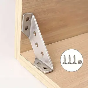80-Piece Stainless Steel Corner Brackets with Screws, Universal Triangle Support L-Type Bracket, for Furniture, Shelves, Drawers, Cabinets