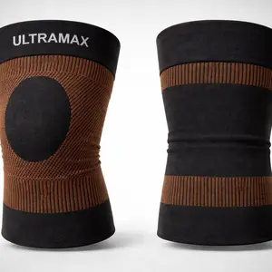 ULTRAMAX Everyday Knee Sleeve Compression Support for Gym Walking & Daily Activity Brown & Black Lightweight Flexible Breathable
