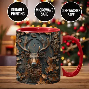 Hunting Season Coffee Mug Deer And Leaves Print Mug - hut6561 Ceramic Drinkware