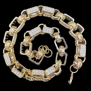 [ICE HUE]18K Gold Vacuum Plated Copper with 5A+ Sri Lanka Zircon Adjustable Bohemia Necklace Miami Italy Mexico & Micro Inspired for Women & Men Luxury Jewelry,Daily Wear,Casual Gift Hip Hop, Style