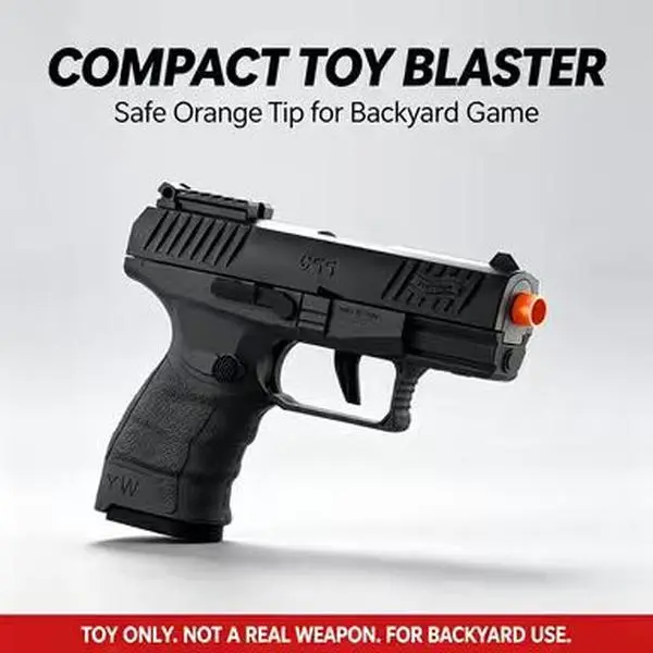 Splatter Ball Blaster Compact Pistol, Electric Rechargeable Toy with Safe Orange Tip, Backyard Shooting Game Gift for Teen Boys Age 14+