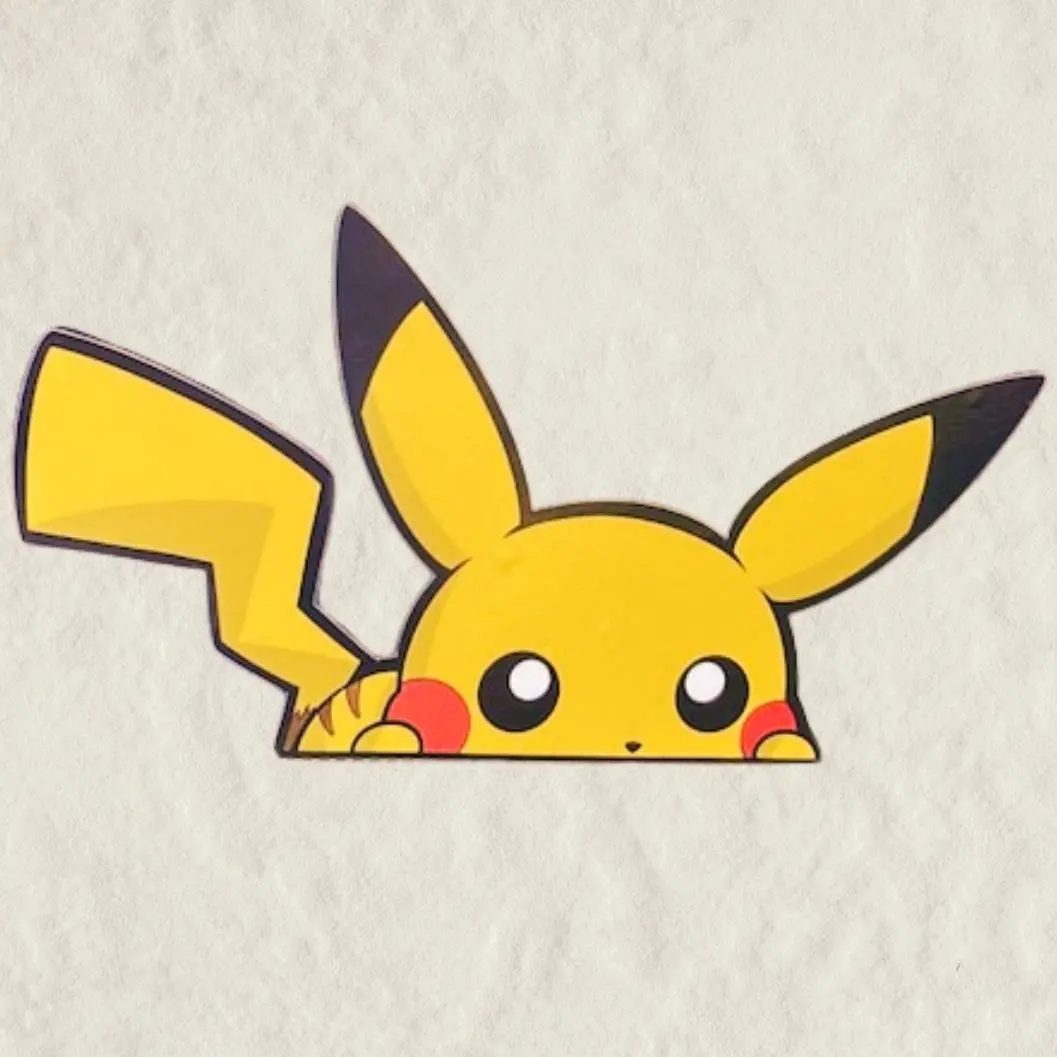 Pikachu Waterproof Anime Sticker, Cute Kawaii Peeker Sticker, Waterproof Vinyl Decal for Laptop, Water Bottle, Car, Gamer Gift