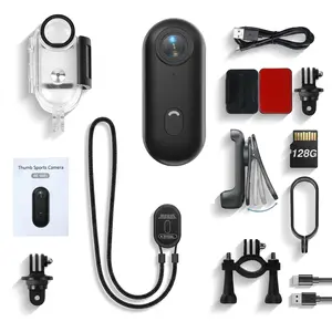128GB Card 4K Thumb Action Camera - Ultra-Compact IPX7 Waterproof Sports Cam, Magnetic POV, Hands-Free Portable Body Cam for Bike Cycling, Vlogging, MP4 Video Recording (Father's Day Gift)