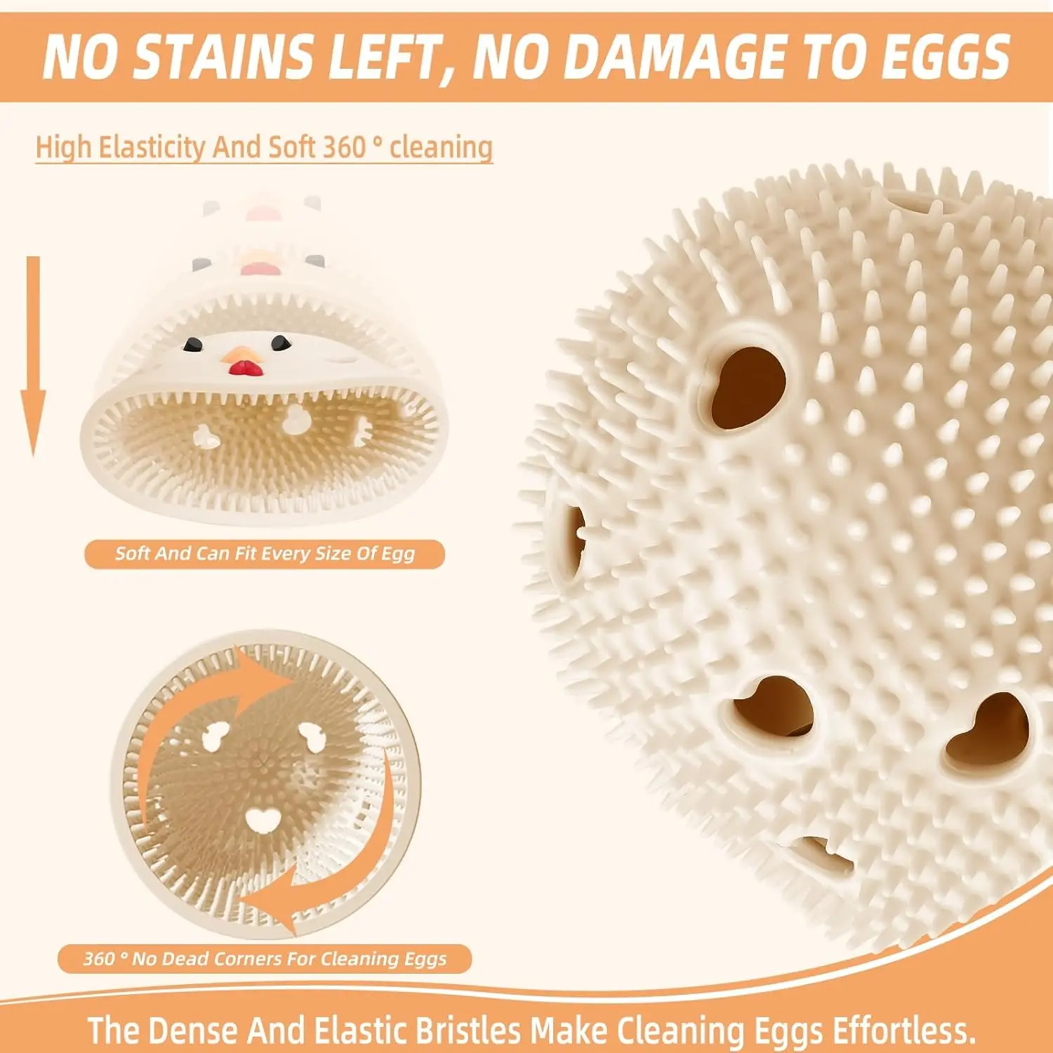 Silicone Egg Cleaner Brush, Silicone Egg Cleaning Brush for Farm Fresh Eggs, Chicken Coop Cleaning Tools, Egg Washer, Chicken Coop Accessories