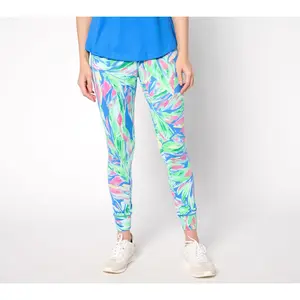 Belle Body by Kim Gravel Petite Watercolor Palm Crop Joggers