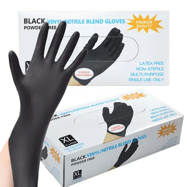 Multi-Purpose Disposable Protective Gear, 100Pcs Black Nitrile Gloves, No Powder & No Latex Formula, Safe for Food Handling, Kitchen Prep and Daily Inspection Work