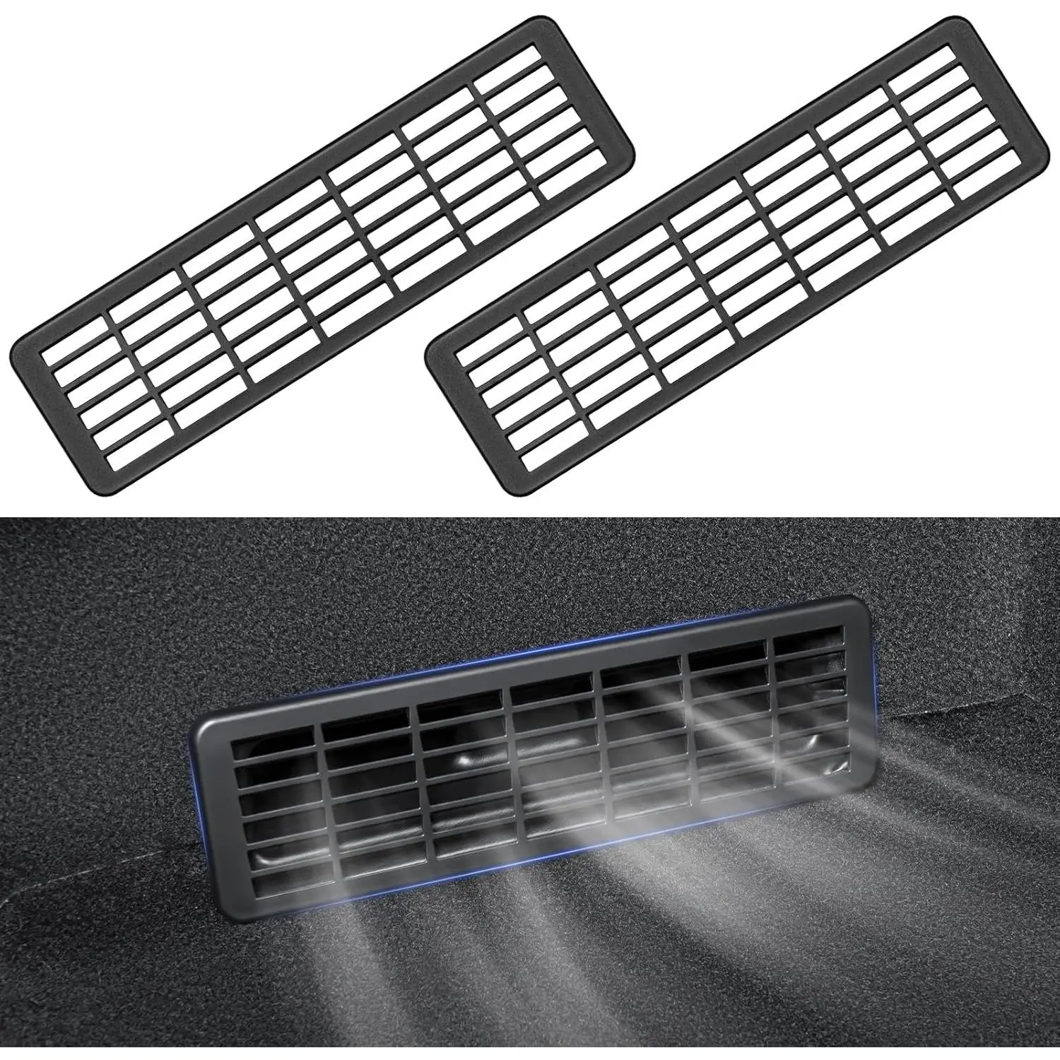 2PCS New Model Y Juniper Backseat Floor Air Vent Cover Air Flow Vent Grille Protection Rear Under Seat Air Condition Outlet Grille Protector for 2025-2026 Tesla Model Y Juniper Accessories