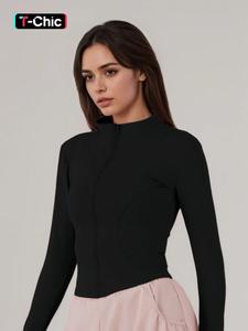 women's thumb hole design zip up sports jacket, jackets for women, sporty breathable comfortable long sleeve coat for gym workout running, ladies sportswear for all seasons, womenswear