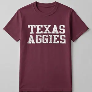 [MADE IN US] Texas Aggies T Shirt, Vintage Distressed College Football Team Logo Soft Cotton Tee, Perfect Gift For Aggie Fans And Alumni, Game Day Apparel