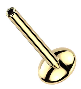 24kt Gold PVD Convex Disk Titanium Threadless Labret Post