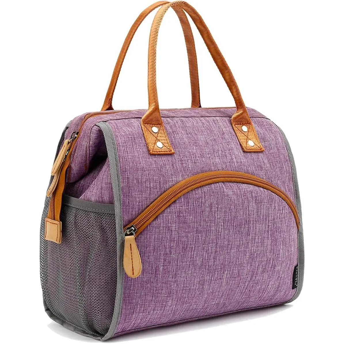 Insulated Lunch Bag Wide-Open Lunch Box Large Tote Leakproof Cooler with Drink Holder and Multi Pockets for Women Men Adult  Work Picnic Travel Beach Hiking, Purple