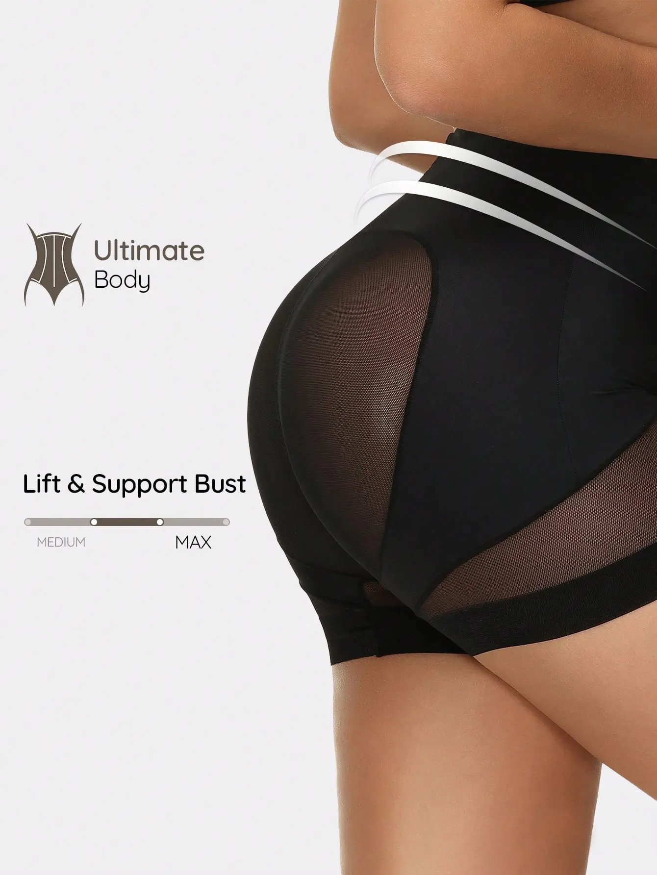 SHAPEGUY Women's Elegant Sexy Breathable Mesh Contrast Shapewear Shorts High Waist Tummy Control Slimming Seamless Underwear Everyday Wear