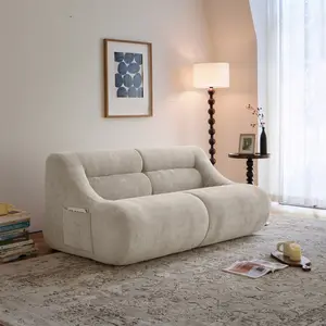 Beige Chenille Memory Foam 2-Seater Couch, No Assembly Modern Deep Seat Sofa for Living Room, Bedroom & Apartment