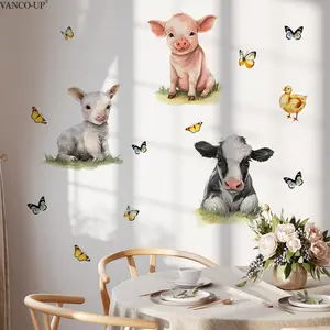 A (30*60cm) simulated cow, sheep, pig and butterfly 2D flat Decorative wall sticker for living room and entrance decoration and beautification, self-adhesive N20604
