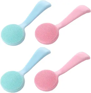 Silicone Facial Cleansing Brush 4 Pack Waterproof Face Scrubber Exfoliator for Blackheads Makeup Remova