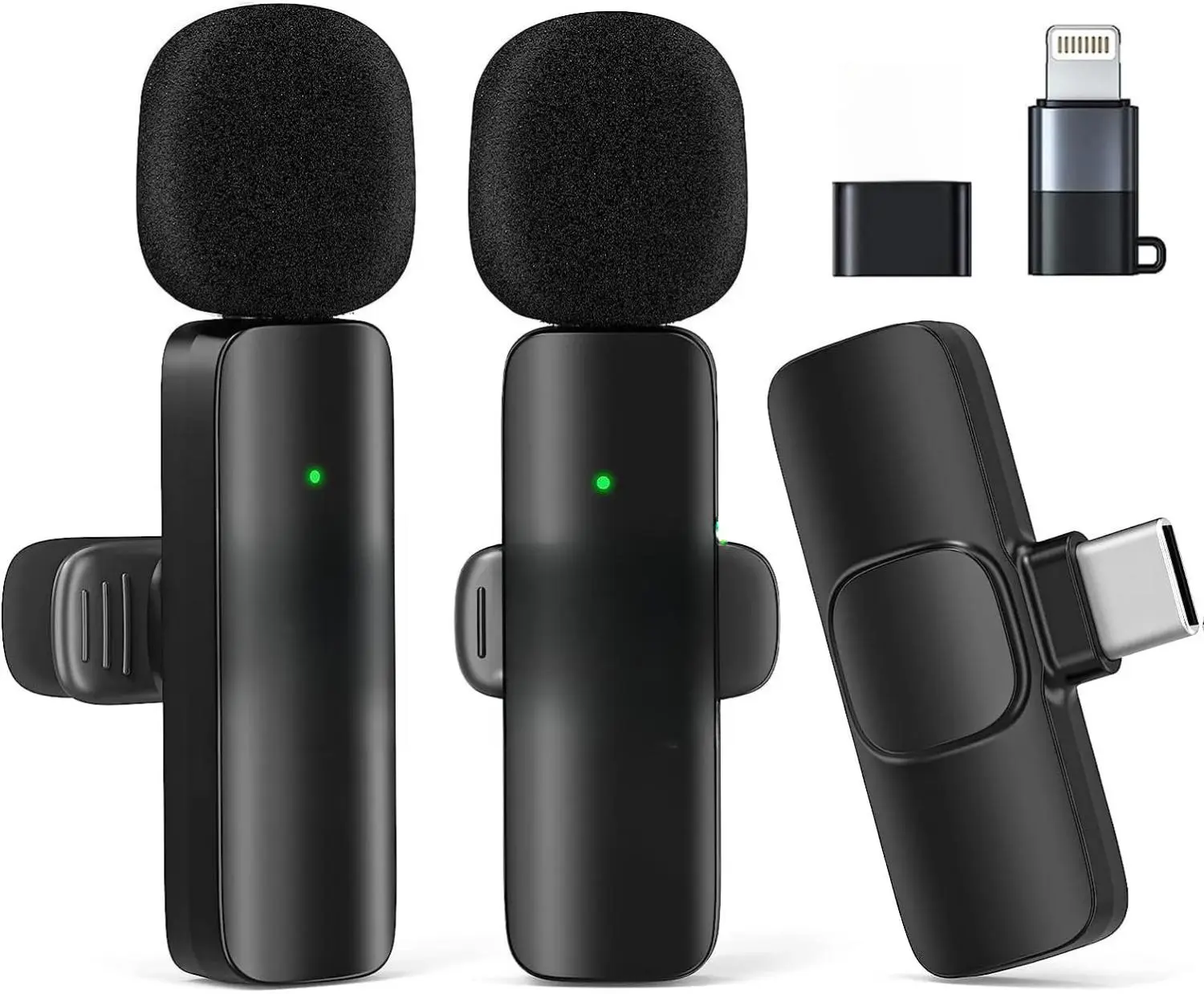 Wireless Lavalier Microphone, Dual Omnidirectional, Plug-and-Play, Compatible with iOS and Android, Ideal for Vlogging, Live Streaming, Interviewing, and Recording