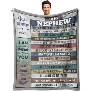 Adult Nephew Blankets 60"X50", Nephew Gifts from Uncle Aunt, Gifts for Nephew for Birthday Graduation Christmas Father's Day Ideas, Soft Warm Cozy Fleece Throw Blanket for Nephew