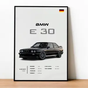 1987 BMW E30 Poster, Sports Car Wall Art, Automotive Decor