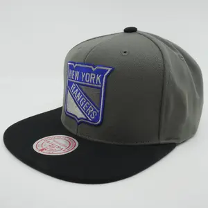 MENS MITCHELL & NESS NHL STORM FRONT SNAPBACK RANGERS - GREY