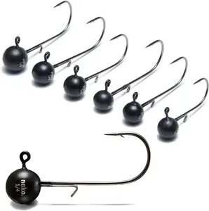Nako 200%  Tungsten Ball Jig Heads - 5 Pack - No Chip Black - Tungsten Fishing Jig Heads, 1/32, 1/16, 1/8, 3/16, 1/4, 3/8oz, Damiki Rig Jig Heads
