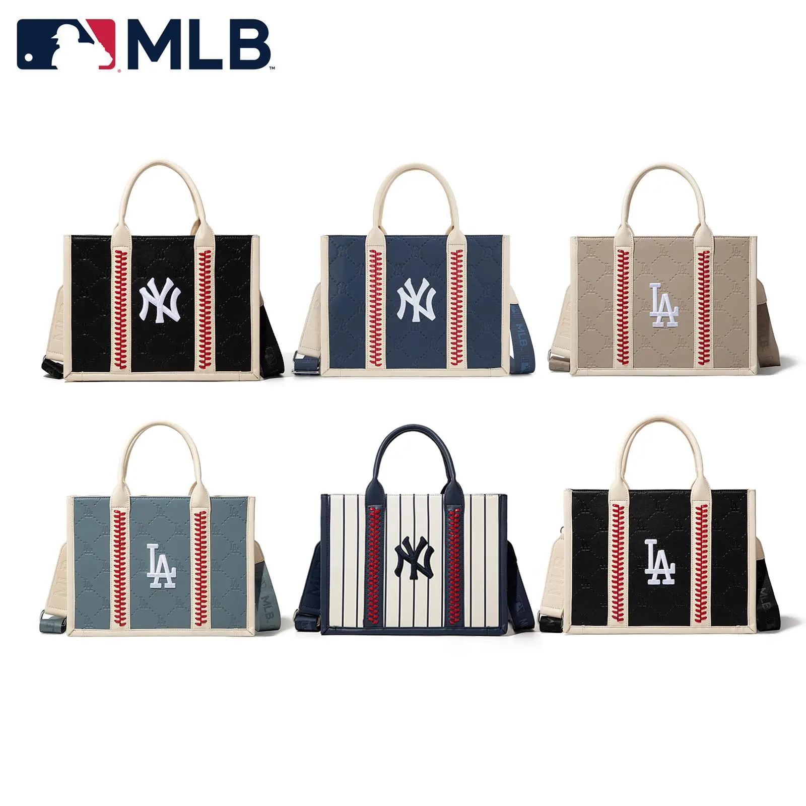 MLB Women's Laptop Tote Bag, Casual Commuter Everyday Bag with Classic Baseball Stitch and Detachable Crossbody Strap, Anti-Sag Base, Christmas Gift, Casual Commuter Bag, Bags