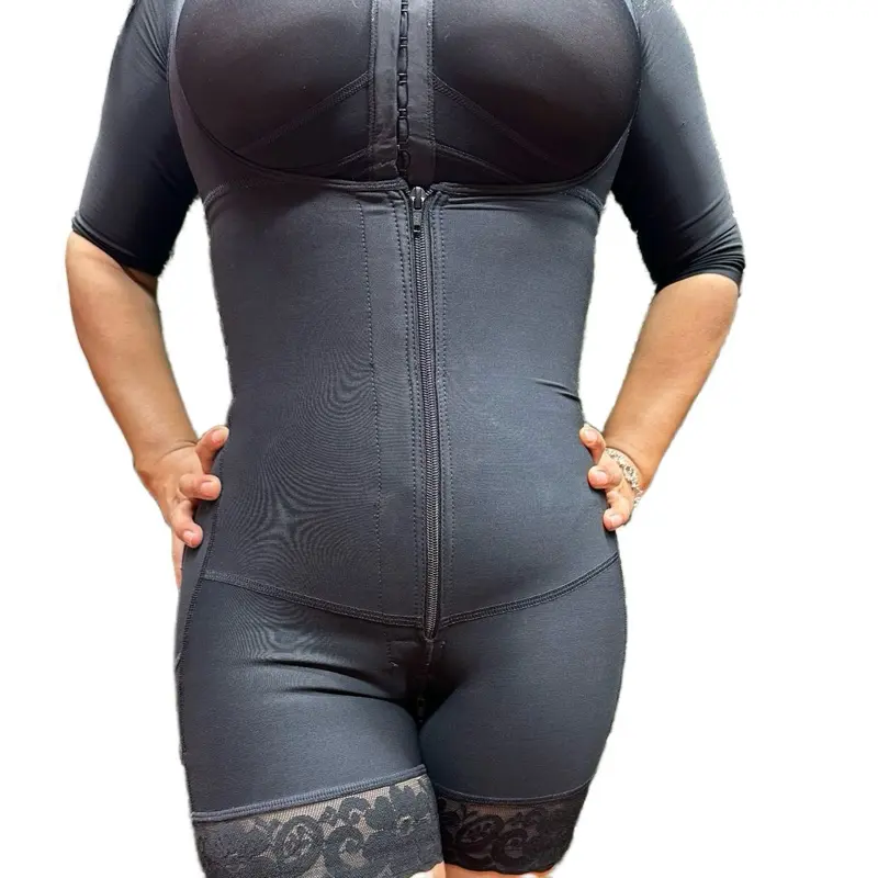 7063 Extra Compression Shaper with Zipper Closure and Lace Trim for Enhanced Support and Comfort