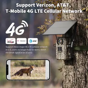 Solar Powered Wireless 4G LTE Trail Camera- 2K Live Video,WiFi Not Supported, Remote APP Controlled, WaterProof, Motion Activated, Night Vision, 4G Data Cellular Card Included (Data refill is required for Unlimited 4G data usage)