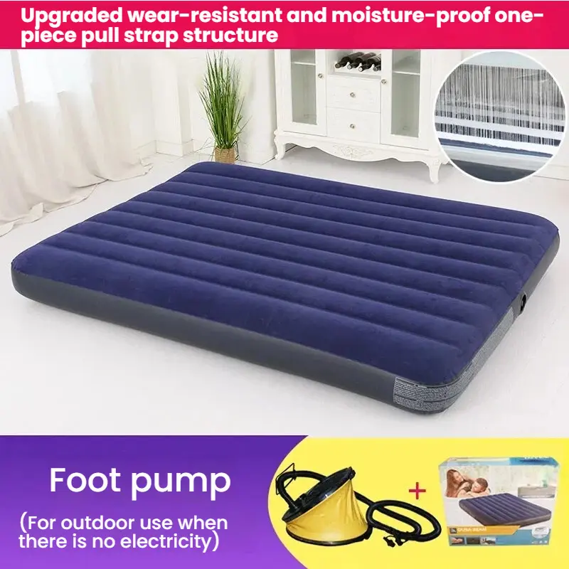 Single-High Inflatable Air Mattress, 10-Inch Portable Airbed with Velvety Top and Fiber-Tech Construction for Stability Support, Ideal for Travel and Camping