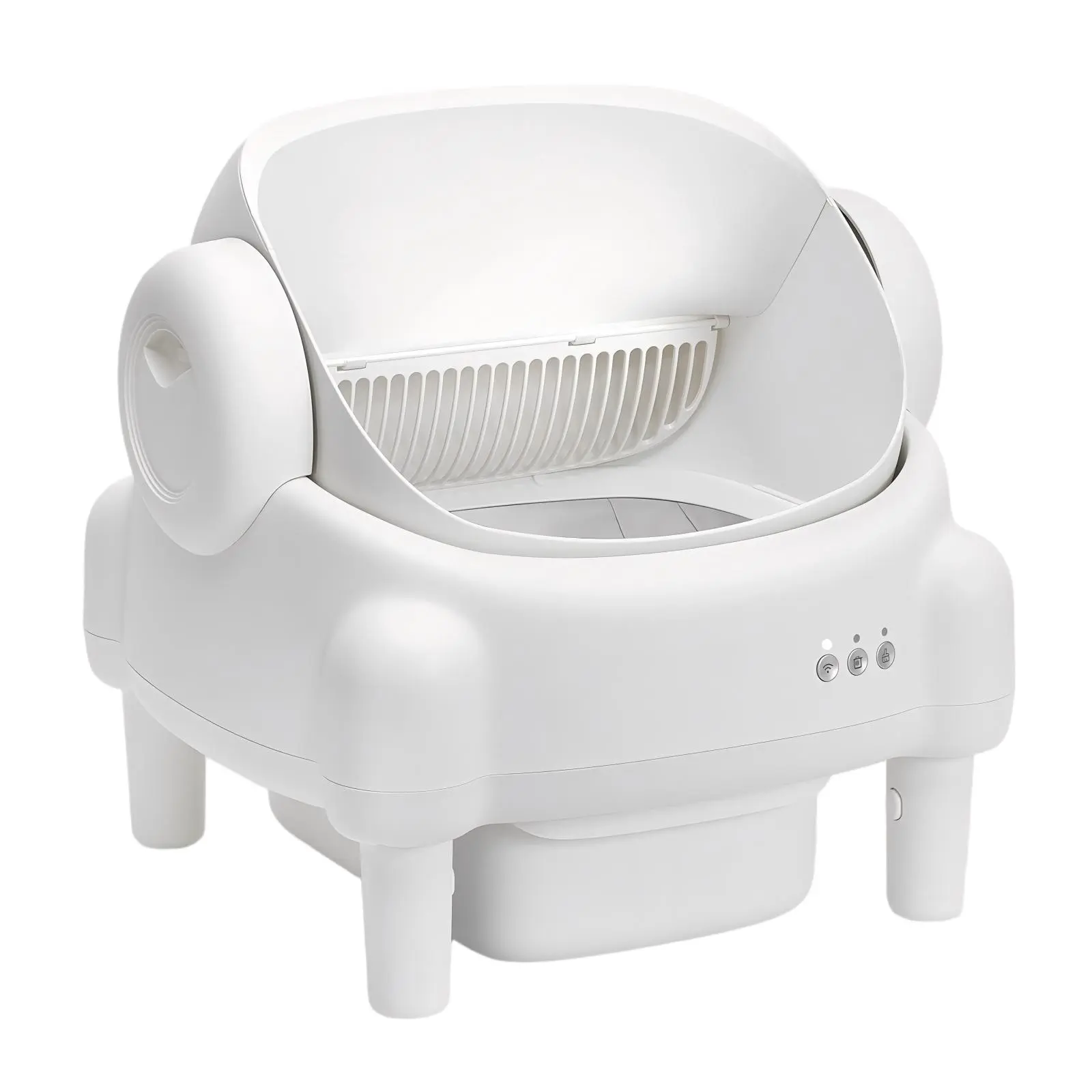 ECORUI Self - Cleaning - Litter Box Open Top Automatic with App Control for Multiple Cats Safety Sensors Protection Cream White 16.5"x16.5" Entrance 10.5L Compartment